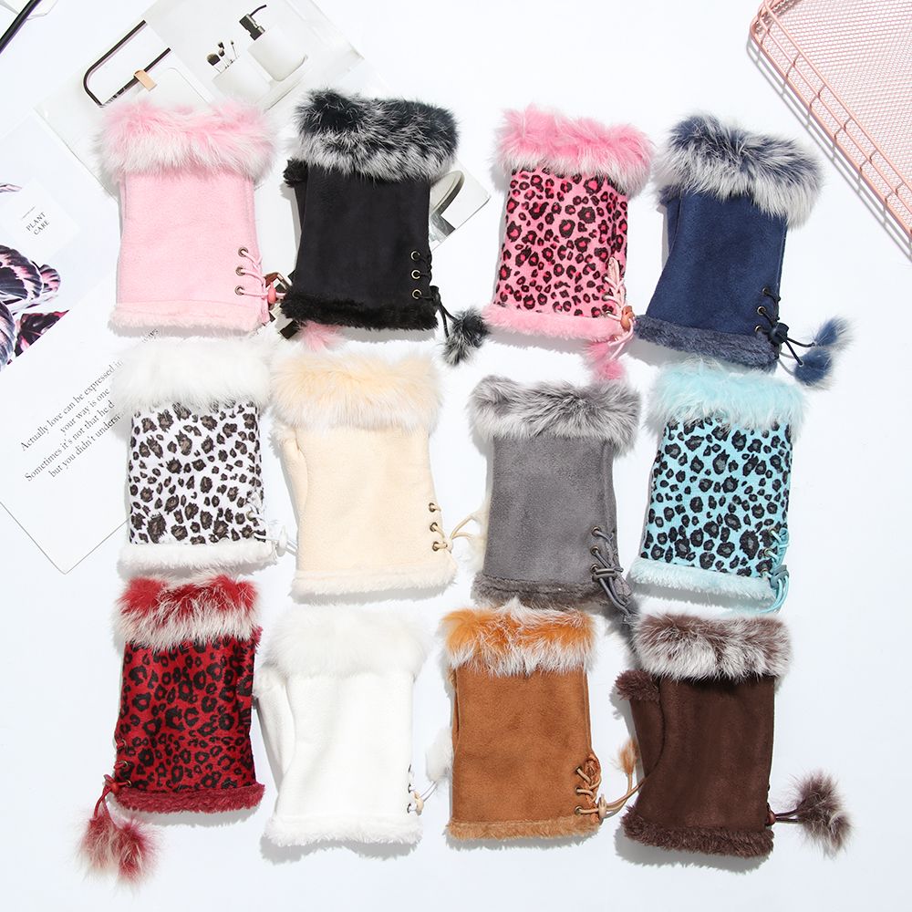 Leather Work Winter Gloves - 1 Pair New Fashion Faux Rabbit