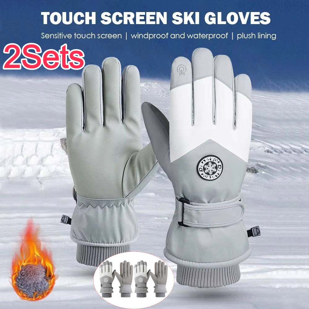 Leather Work Winter Gloves - 2Sets Winter Unisex Snowboard Ski Gloves