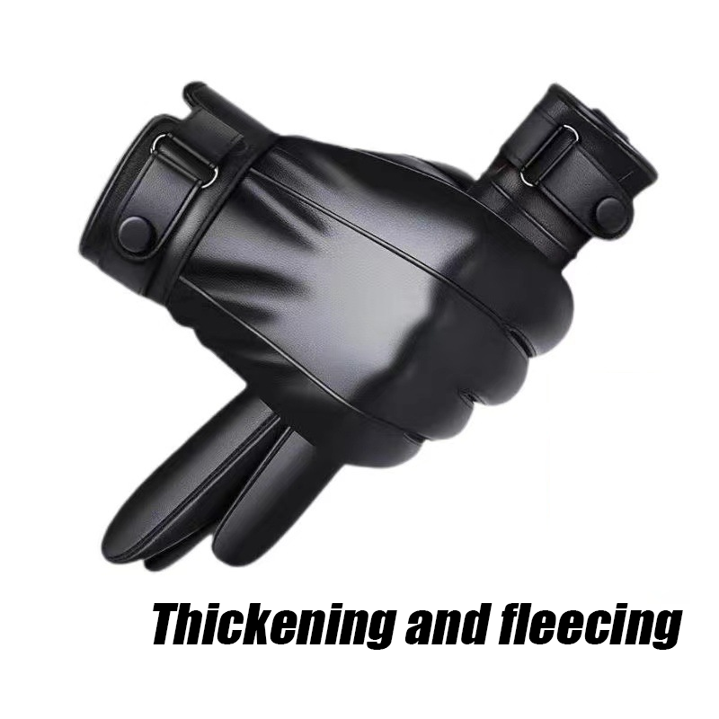 Leather Work Winter Gloves - Autumn and Winter Black Gloves Men's