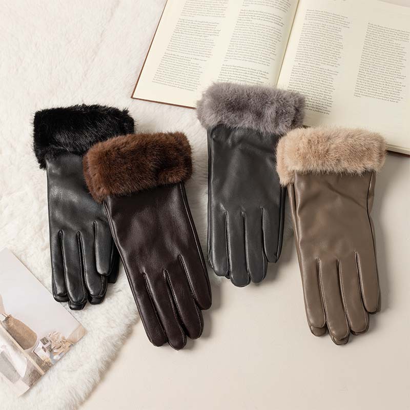 Leather Work Winter Gloves - Mao Kou Leather Gloves PU Leather