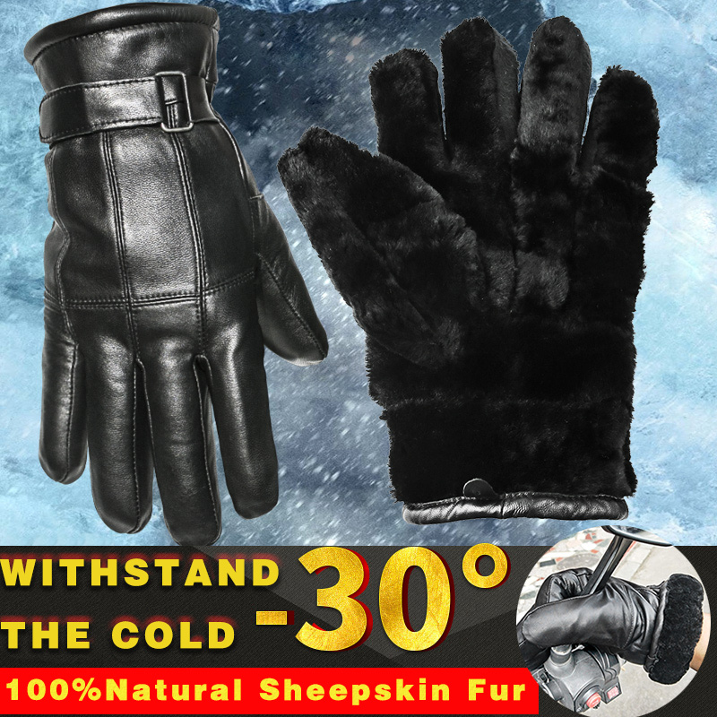 Leather Work Winter Gloves - Leather Gloves Men's Sheepskin Wool Winter