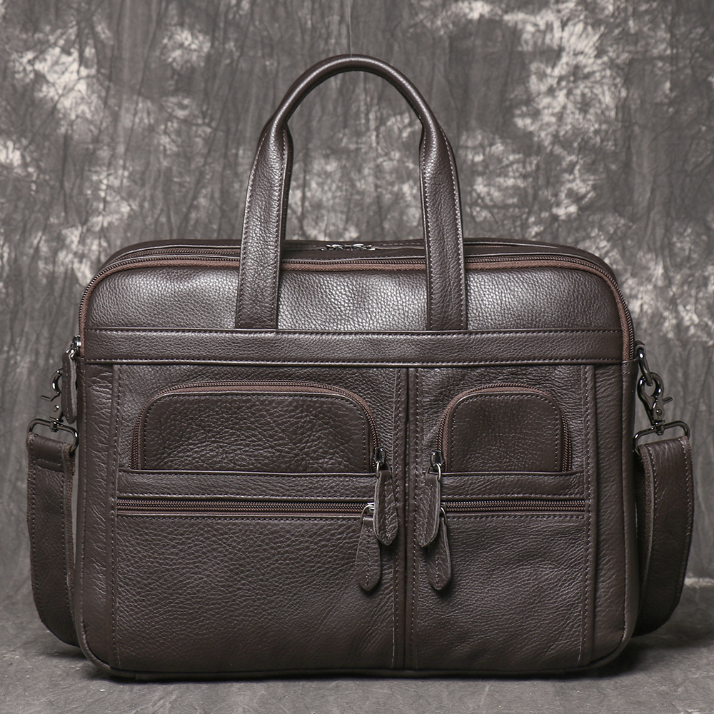 Men's Genuine Leather Briefcas - Leather Work Bag Mens recension och pris