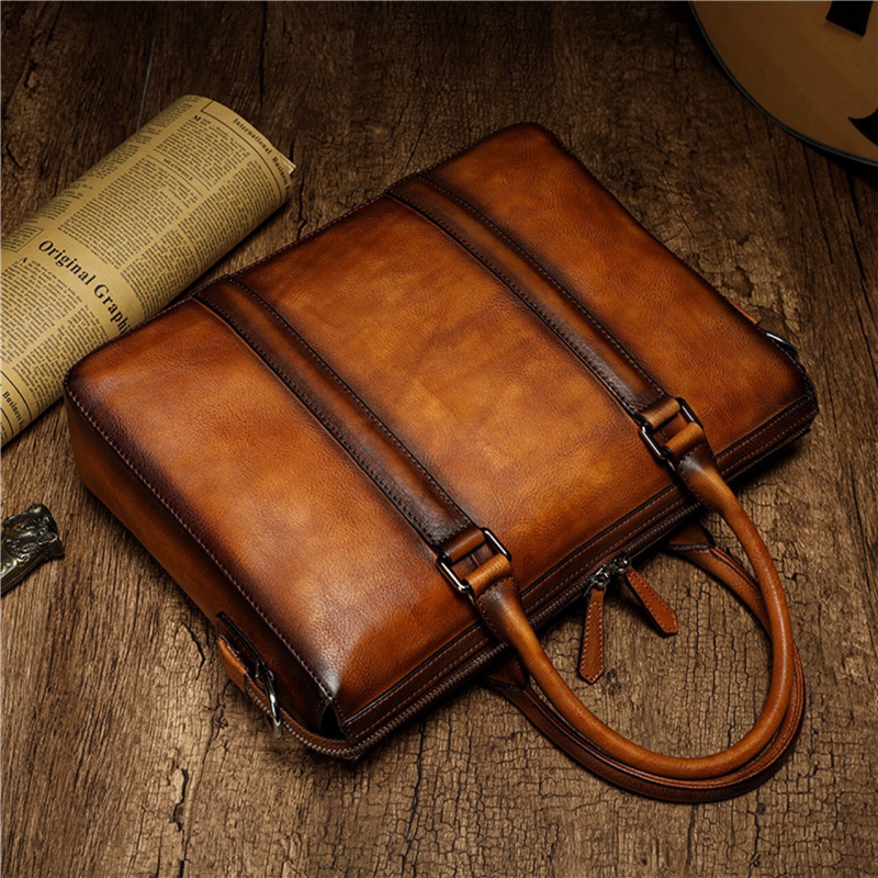 YETTIES Business Top Grain Lea - Leather Work Bag Mens recension och pris