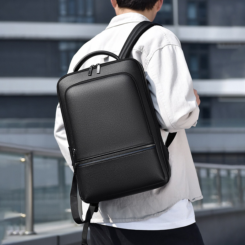 PU Leather Men's Backpack USB  - Leather Work Bag Mens recension och pris