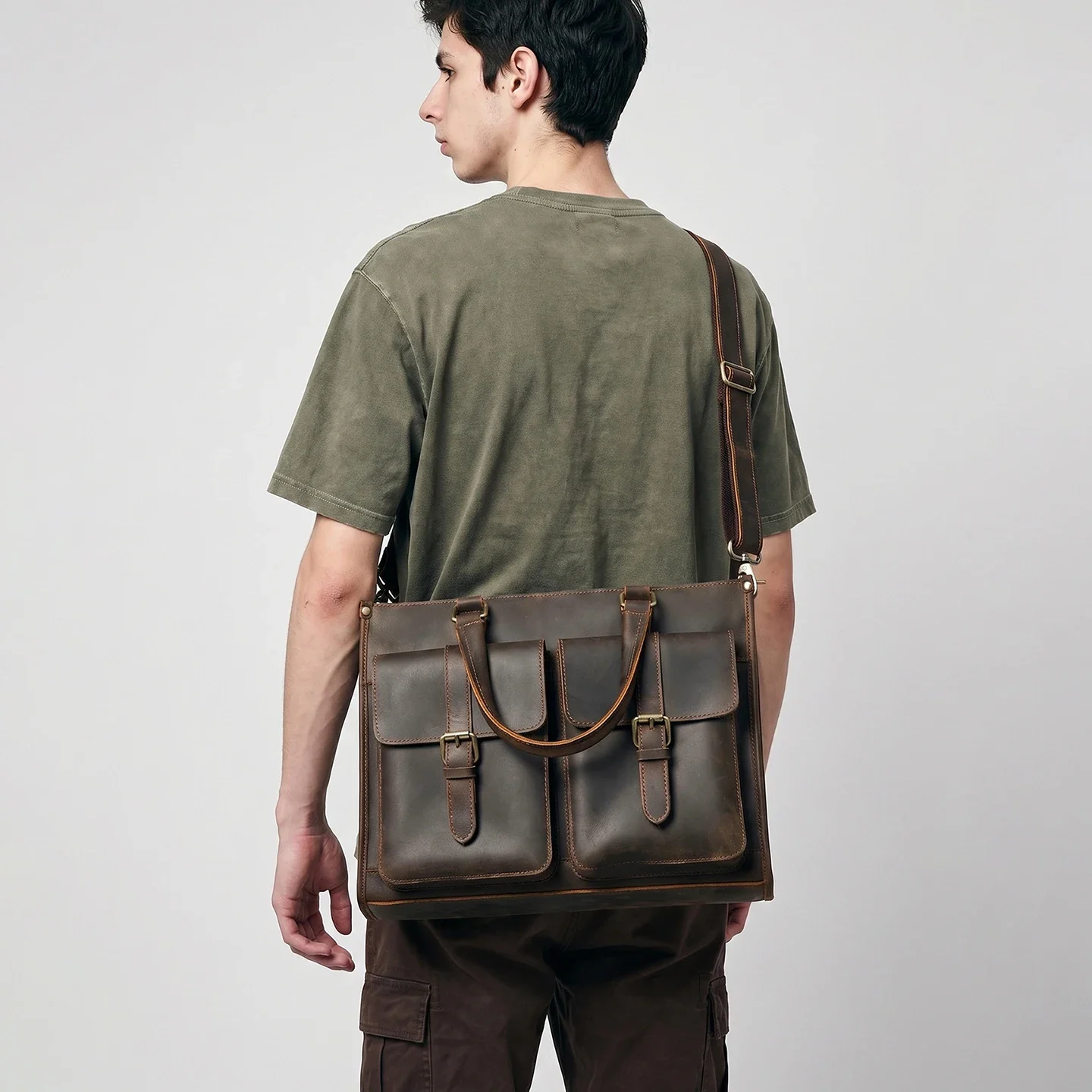 Vintage Genuine Leather Men Cr - Leather Work Bag Mens recension och pris