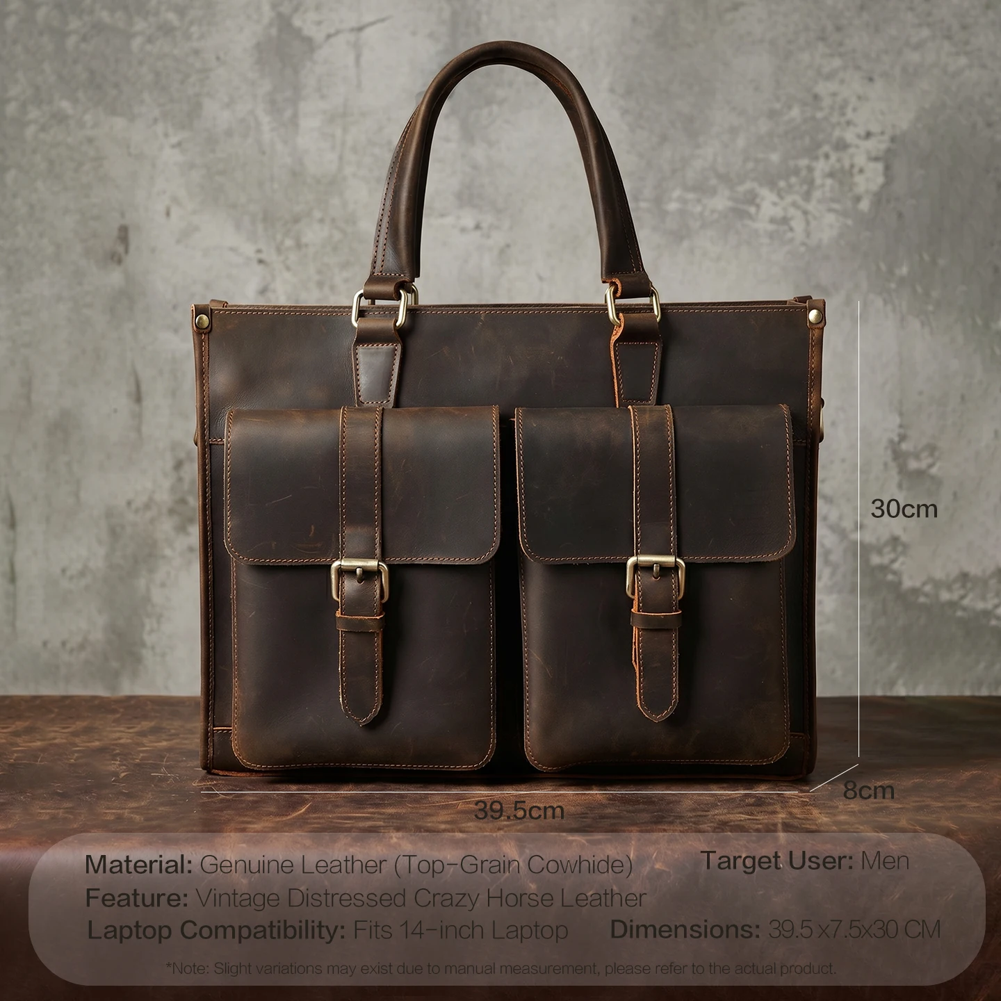 Vintage Genuine Leather Men Cr - Leather Work Bag Mens recension och pris
