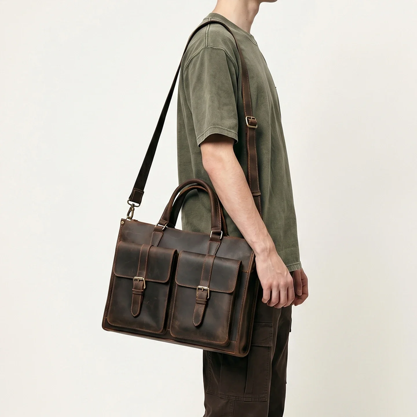 Vintage Genuine Leather Men Cr - Leather Work Bag Mens recension och pris
