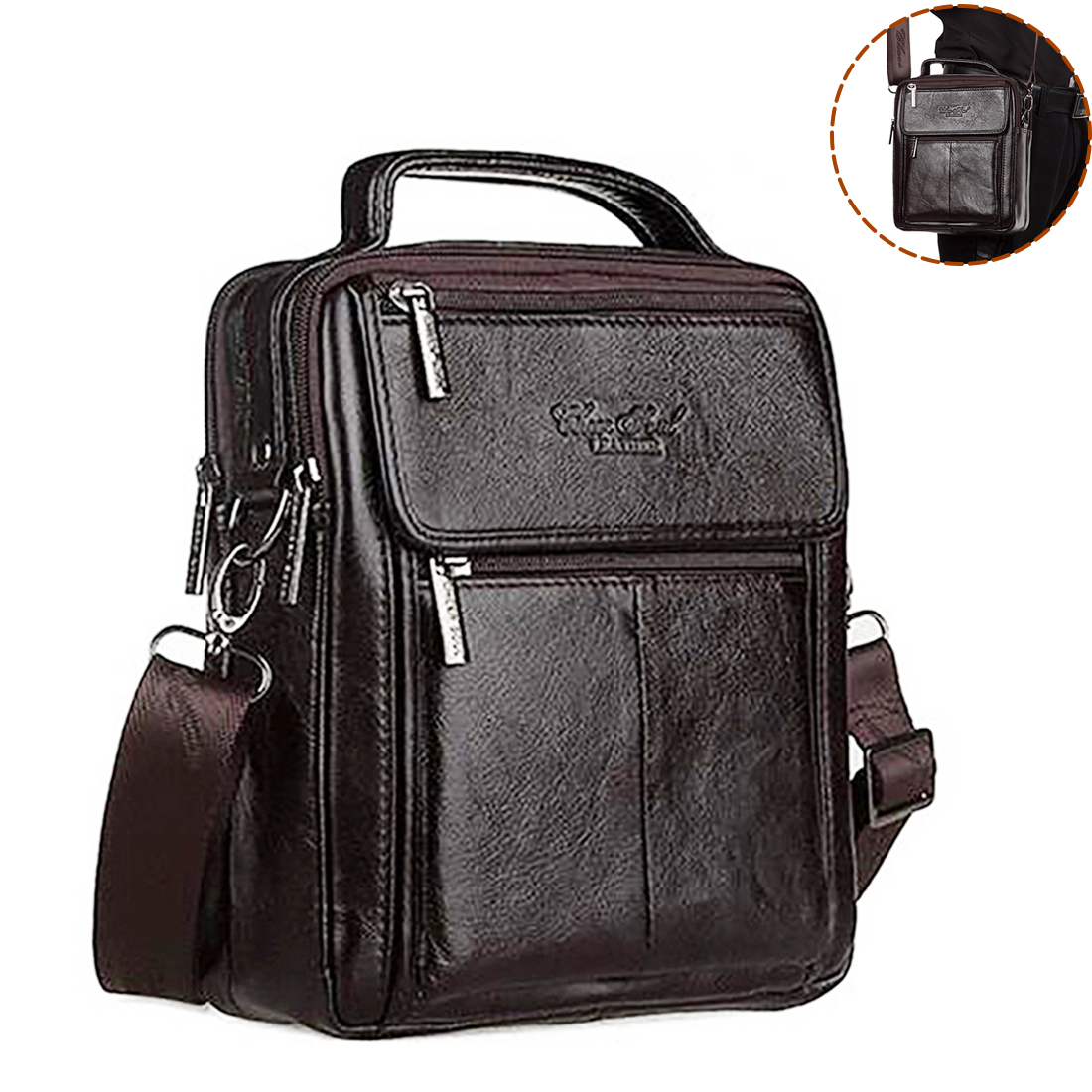 Crossbody Messenger Shoulder B - Leather Work Bag Mens recension och pris