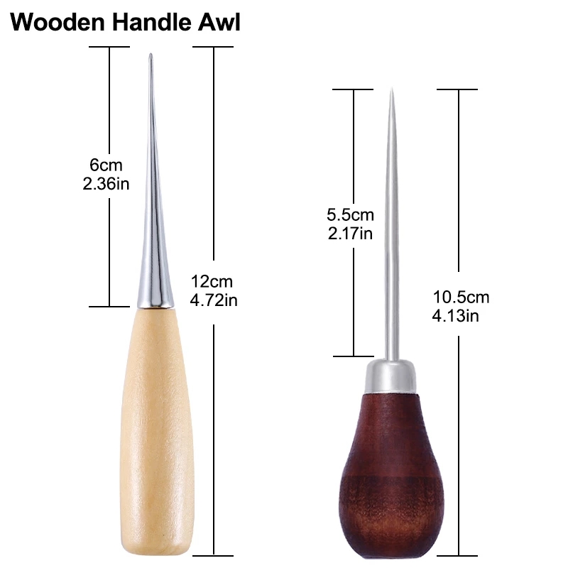2Pcs Wooden Handle Sewing Awl  - Leatherwork Hand Sewing Needles recension och pris