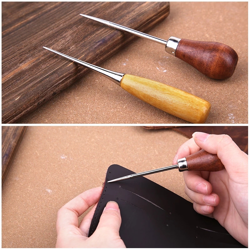 2Pcs Wooden Handle Sewing Awl  - Leatherwork Hand Sewing Needles recension och pris