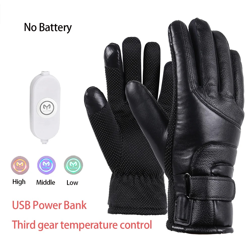 Men Women Electric Heated Skii - Leather Work Winter Gloves recension och pris