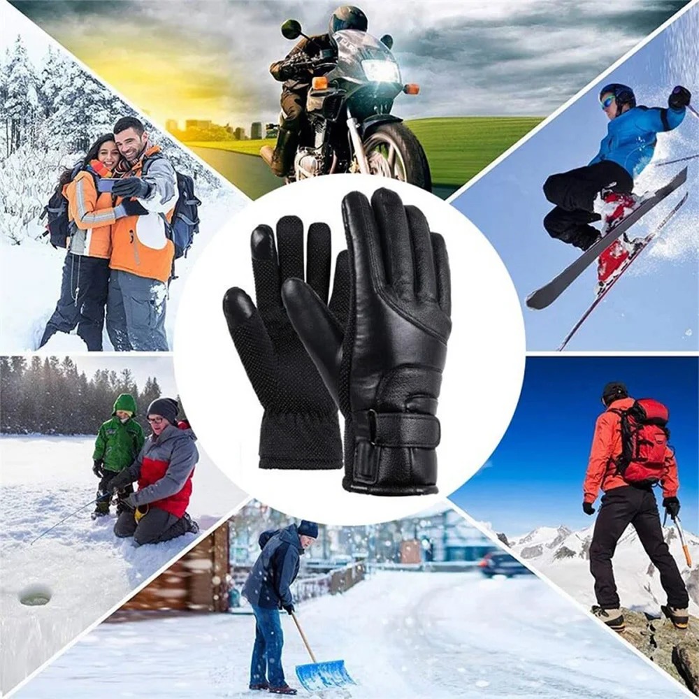 Men Women Electric Heated Skii - Leather Work Winter Gloves recension och pris