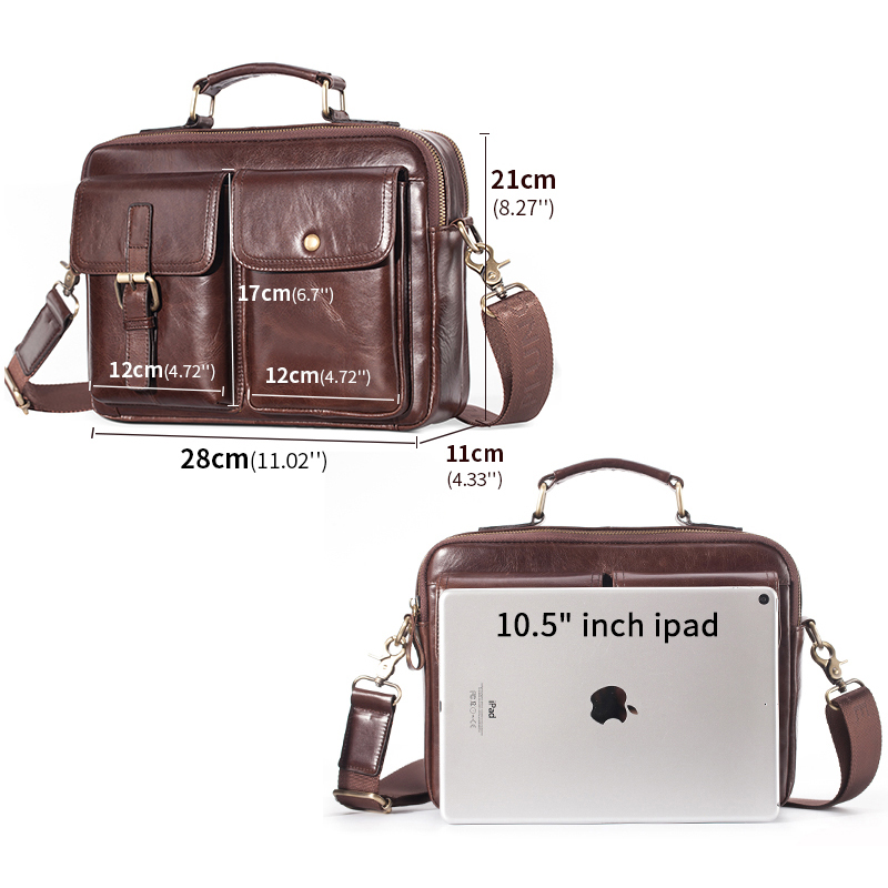 Brand New Cowhide Leather Mess - Leather Work Bag Mens recension och pris