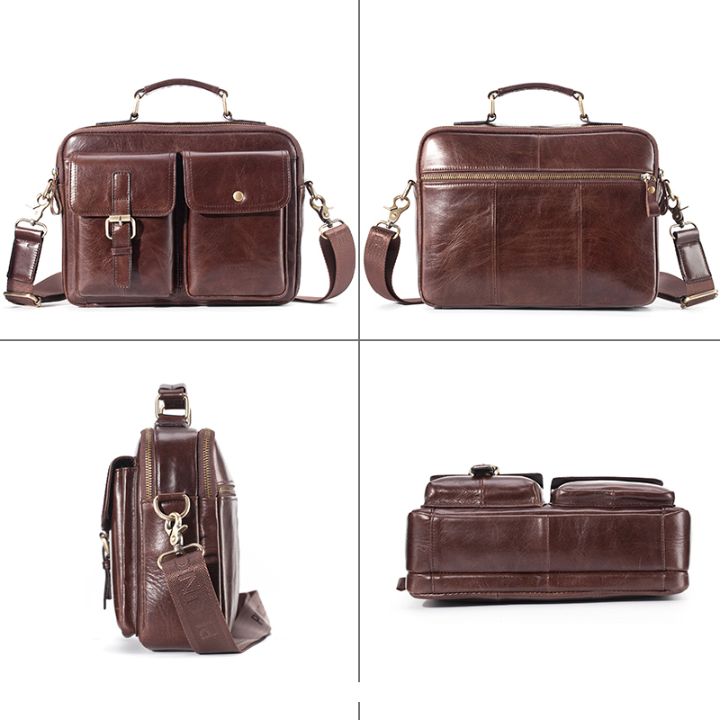 Brand New Cowhide Leather Mess - Leather Work Bag Mens recension och pris