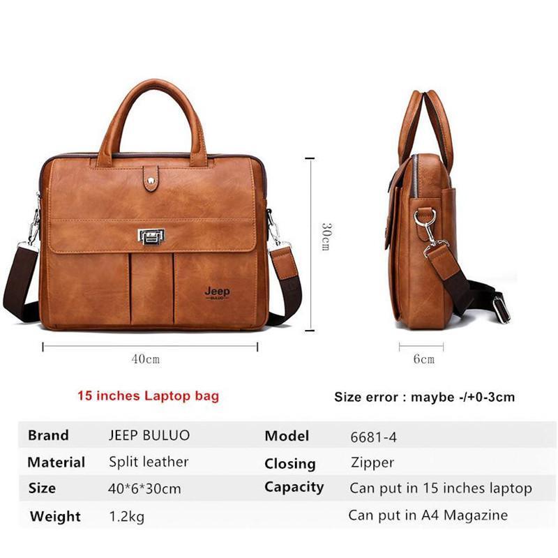 Jeep Buluo Men's Leather Brief - Leather Work Bag Mens recension och pris