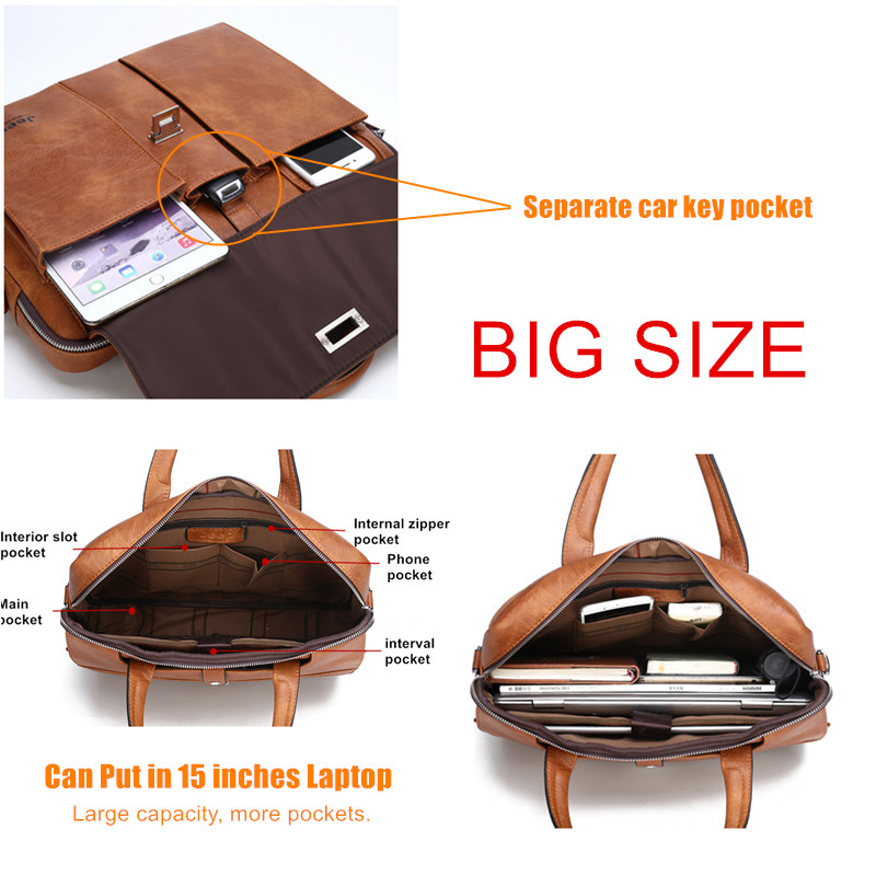 Jeep Buluo Men's Leather Brief - Leather Work Bag Mens recension och pris