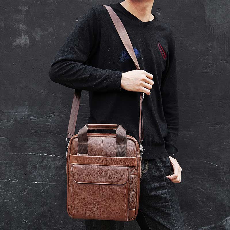 Durable Genuine Leather Bags f - Leather Work Bag Mens recension och pris