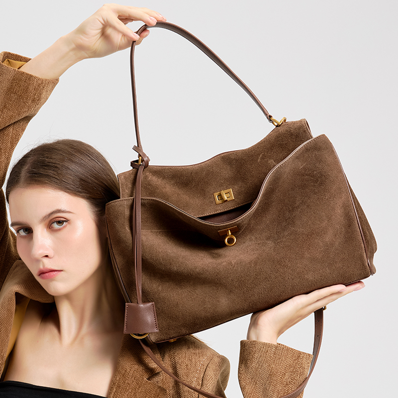 Ladies' Large Capacity Genuine - Leather Work Handbags For Women recension och pris