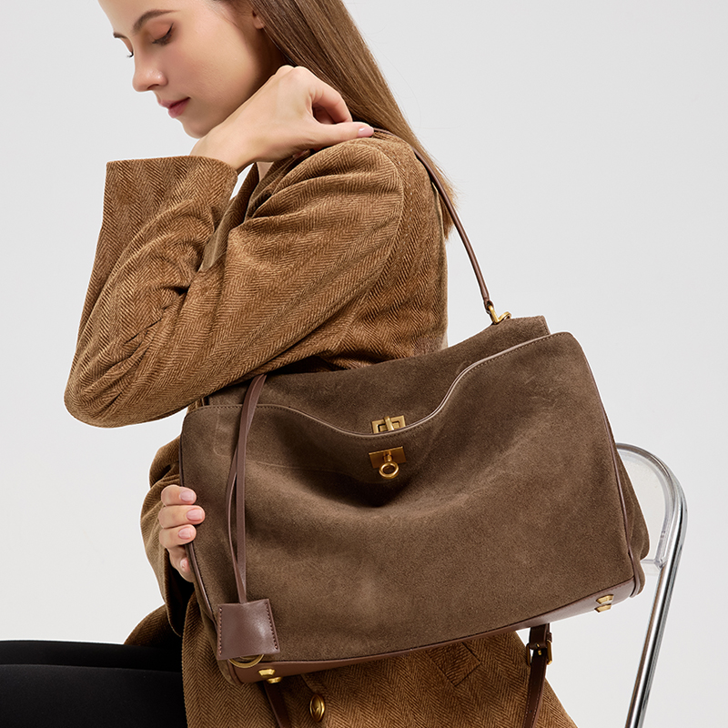 Ladies' Large Capacity Genuine - Leather Work Handbags For Women recension och pris